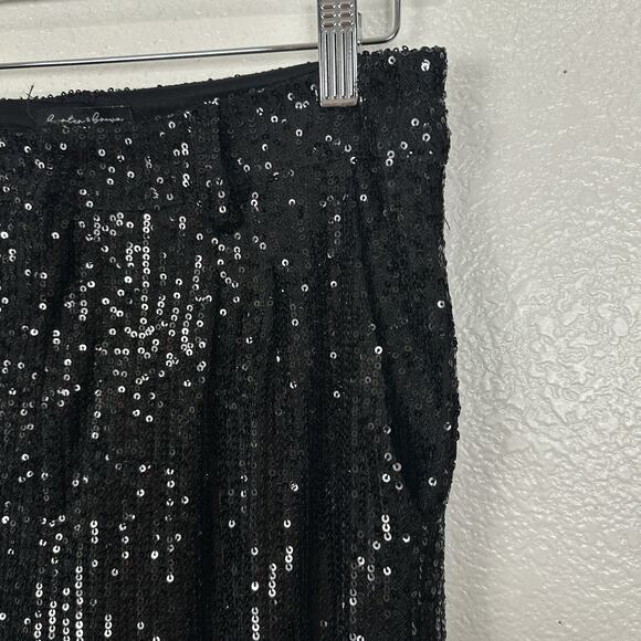 Hunter Brown Pants Women Small Black Sequin Wide Leg Sparkle Glam NYE Party Club - Picture 5 of 12